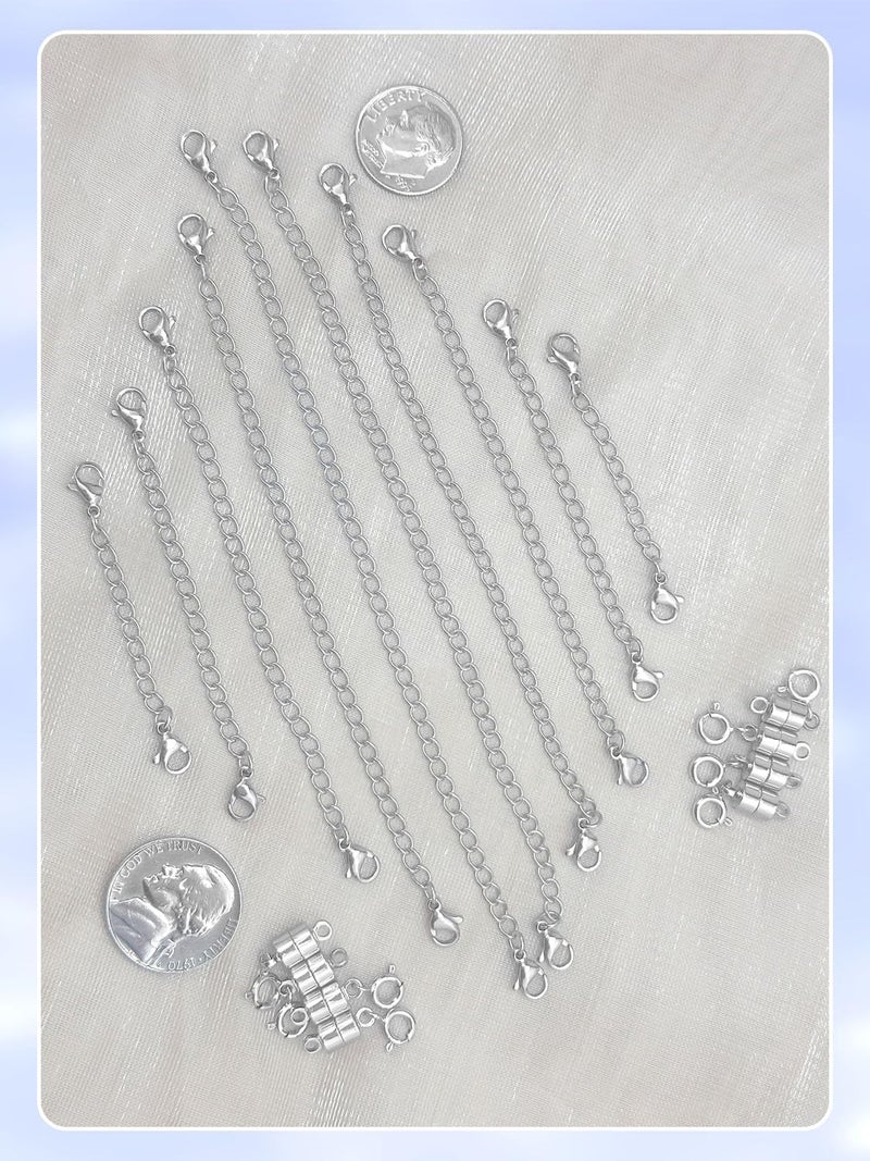 Evnlo Necklace Extender and Magnetic Necklace Clasp,Silver Chain Extenders for Necklaces Bracelet Jewelry - Image 5